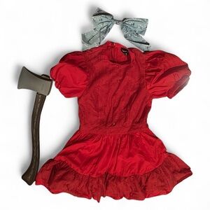 Dolls Kill Pearl Killer Farmhouse Starlet PREMIUM costume set w 🪓 and bow Small